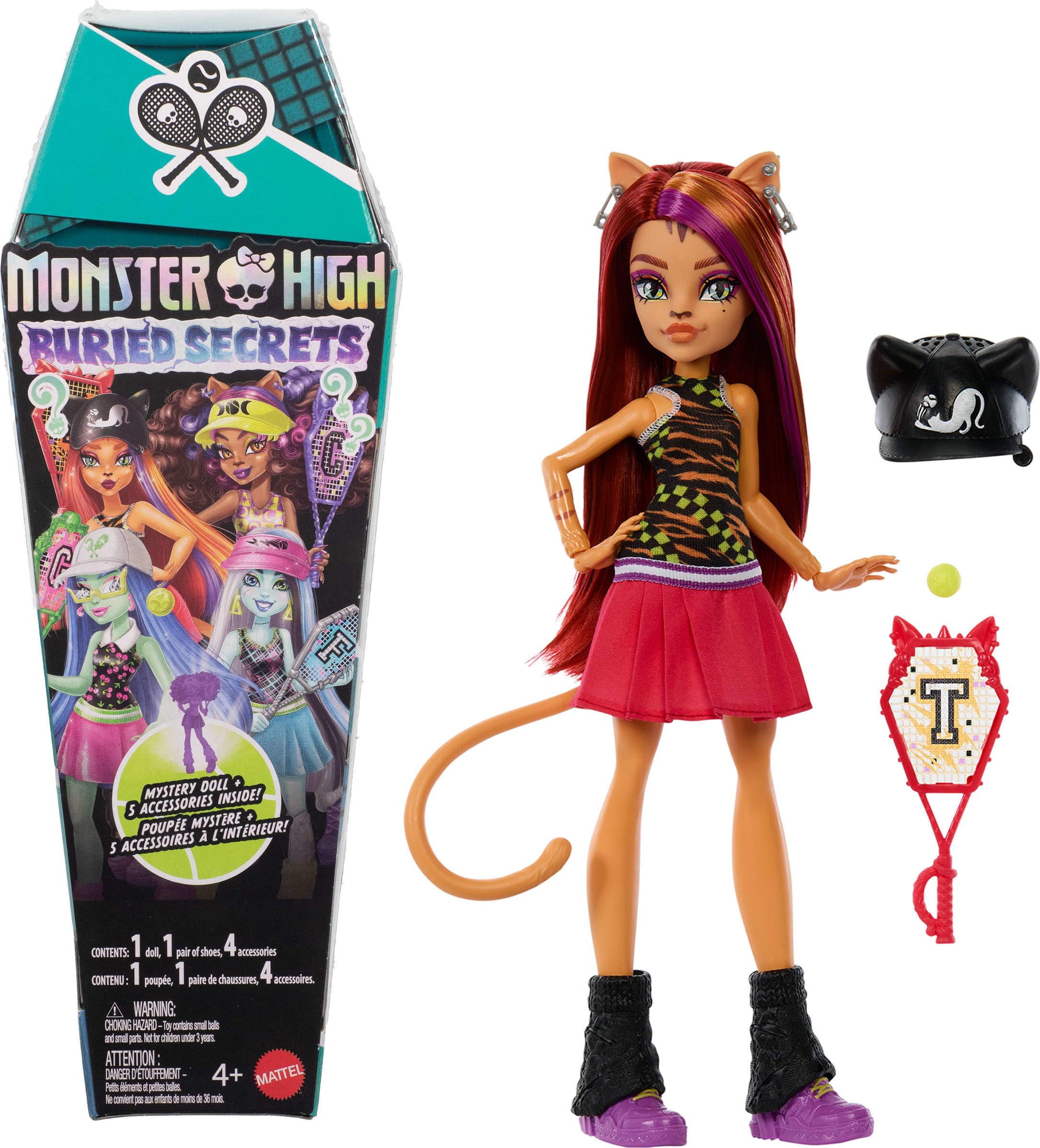 Куклы Monster High Buried Secrets, тема Courtside Fang-Out с загадочной куклой при распаковке 