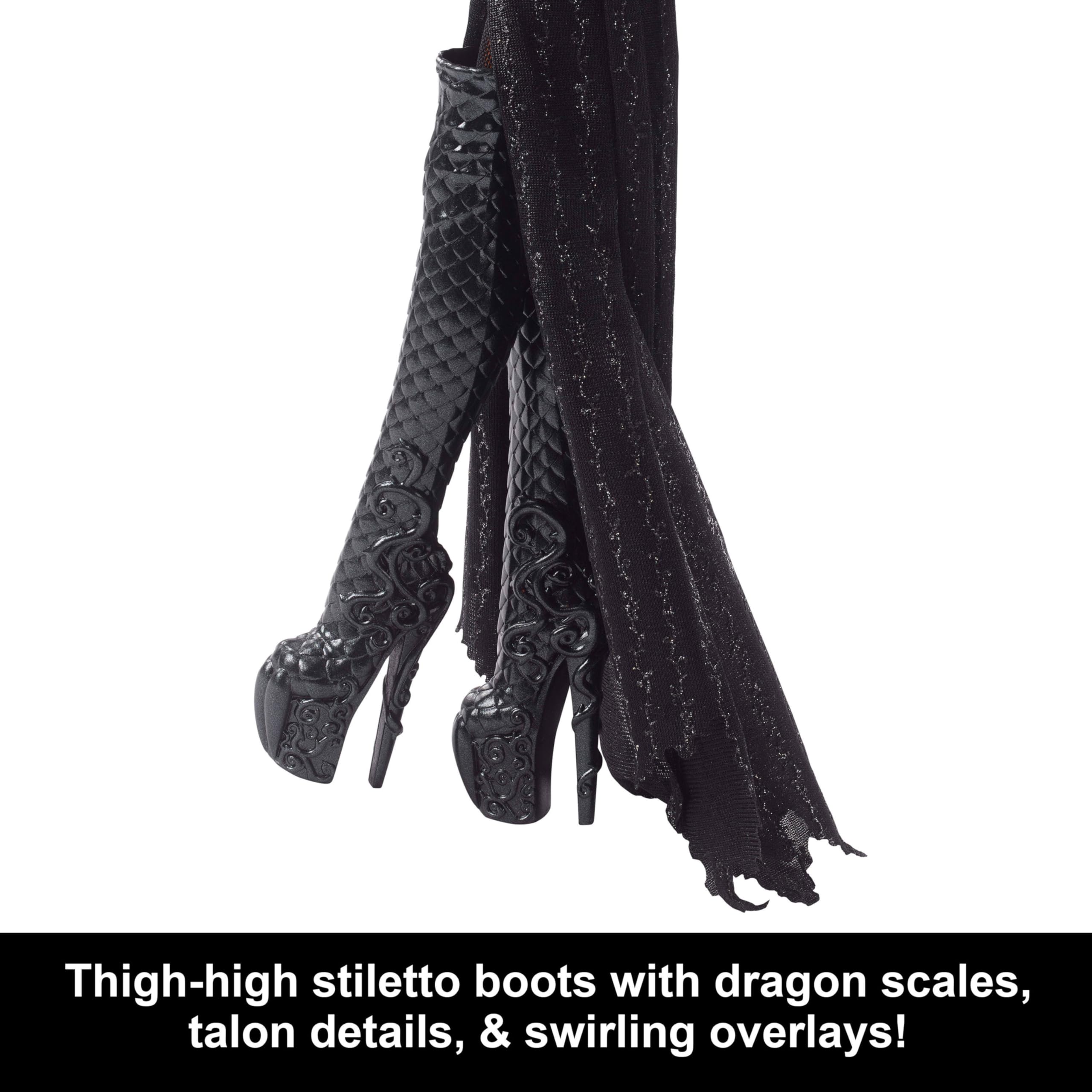 Кукла Ru Paul Monster High, коллекционная Королева Драконов в мерцающем черном платье - фото 3